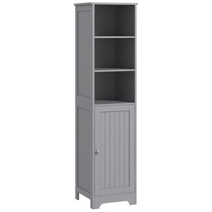 kleankin 15 D x 16 W x 63-in H Grey MDF Freestanding Tall and Narrow Bathroom Storage Cabinet