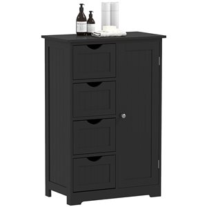 kleankin 12 D x 22 W x 33-in H Black MDF Freestanding Bathroom Storage Cabinet w/ Drawers and Adjustable Shelf