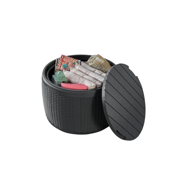 Keter Circa 140L 26.8 x 27.7-in Wicker Rattan Style Plastic Deck Box - Black