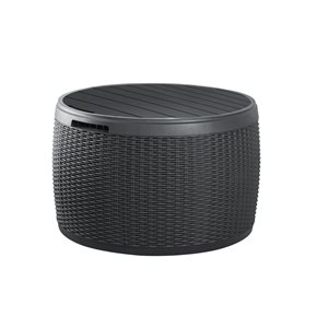 Coffre de terrasse Circa Keter 140 L en plastique style rotin d'osier 26,8 x 27,7 po, noir