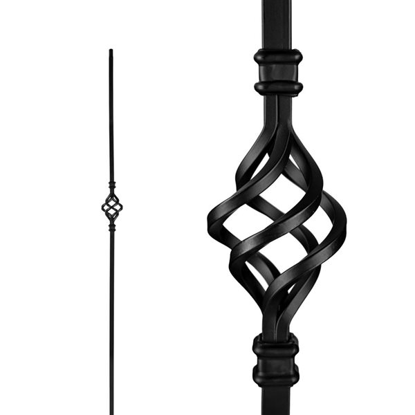 Nuvo Iron 12-Pack 44 L x 1/2-in T Black Steel Single Basket Hollow Interior Stair Baluster