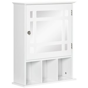 kleankin Mirror Medicine Cabinet with 3 Bottom Shelves 23.6 x 18.9-in - White