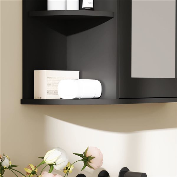 HOMCOM Medicine Cabinet with 1 Mirror Door and 6 Side Shelves 24.8 x 26-in -Black