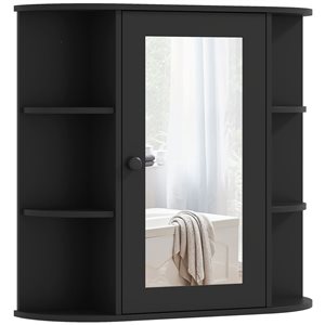 Armoire à Pharmacie Miroir Noir Aluminium 14x24 Pouces - Encaster Ou Pose Surface