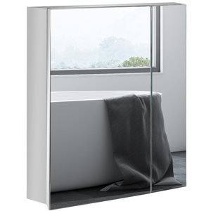 kleankin Mirror Medicine Cabinet with 2 Doors and Shelves 23.6 x 21.3-in - Silver