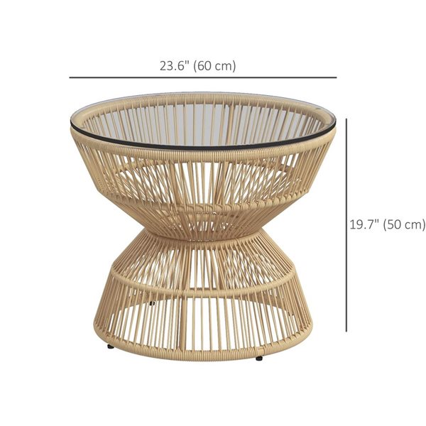 Outsunny 23.6-in Rattan Outdoor Coffee Table