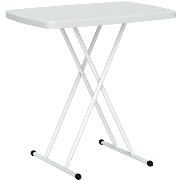 Outsunny White Height Adjustable Folding Outdoor Side Table