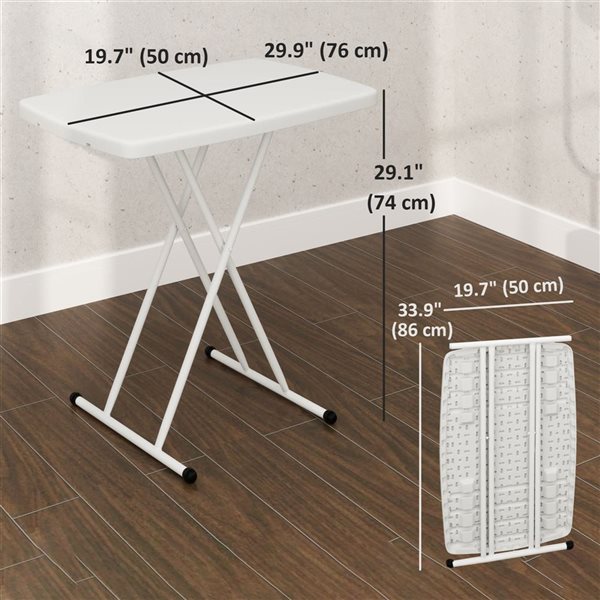 Outsunny White Height Adjustable Folding Outdoor Side Table