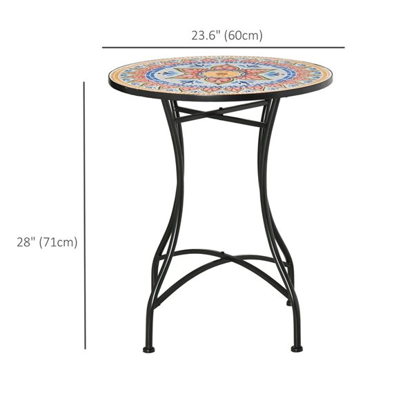 Outsunny 28 x 23.6 x 23.6-in Round Red, White and Blue Mosaic Patio Table