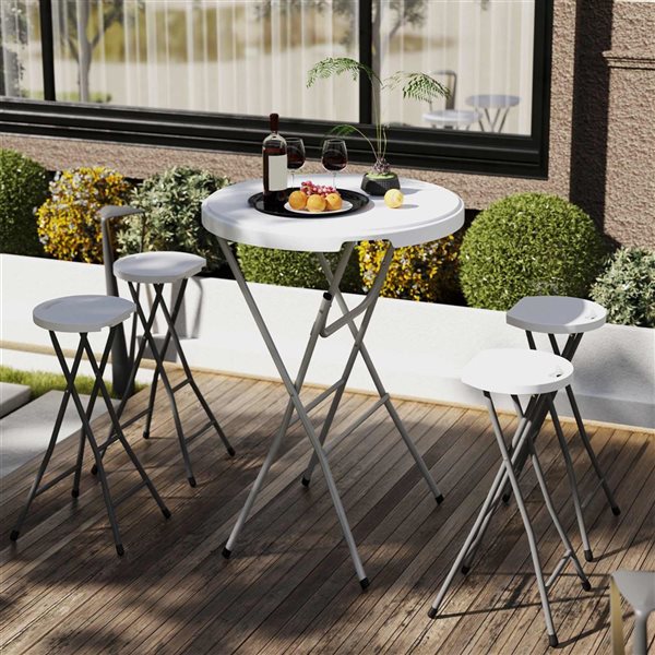 Outsunny 31.5-in Bar Height Patio Folding Table