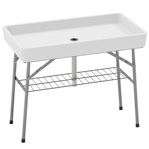 Glacière extérieure Outsunny pliante blanche avec drain 3.4 pi