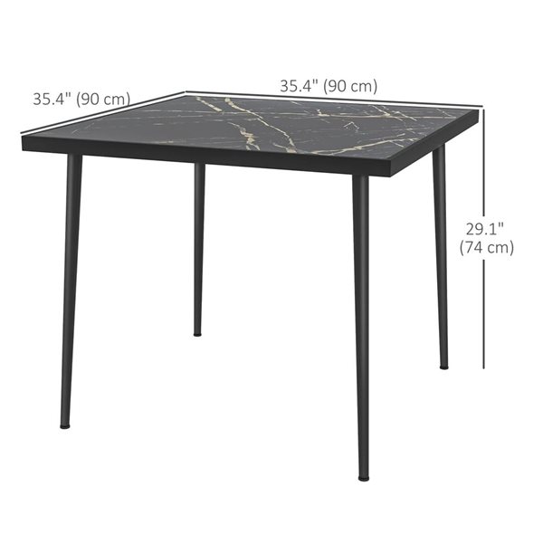 Outsunny 35.4-in Black Square Outdoor Dining Table for 4