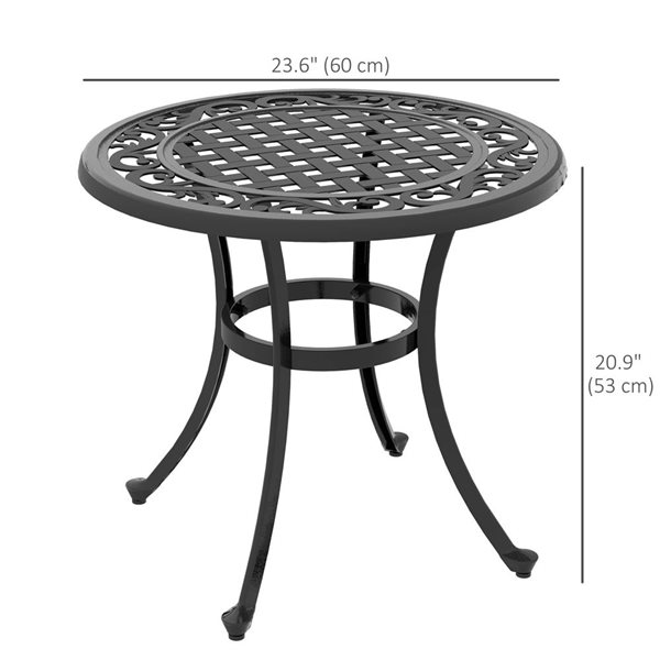 Outsunny 23.6-in Black Patio Side Table with Aluminium Frame