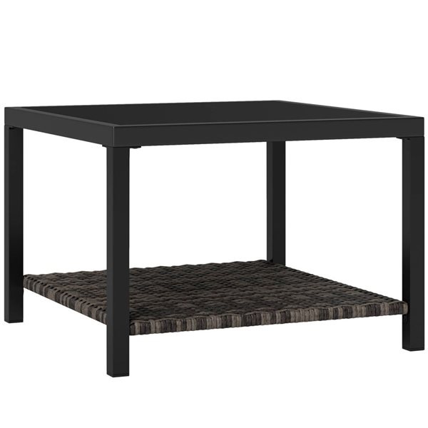 Table Basse Jardin Extérieur - Plateau Lattes Aluminium - 90x50x42cm Noir - Pour Balcon, Terrasse