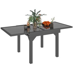 Outsunny 35-71-in Grey Expandable Patio Dining Table for 4-6 Person