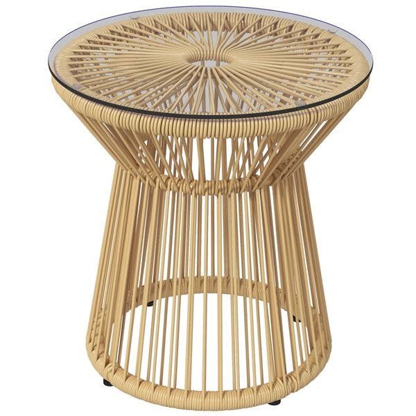 Outsunny 15.7-in Beige Round Patio End Table