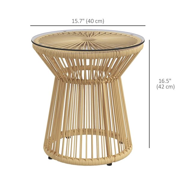 Outsunny 15.7-in Beige Round Patio End Table