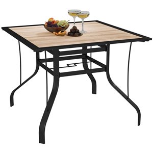 Outsunny 36-in Brown Square Patio Dining Table with Umbrella Hole