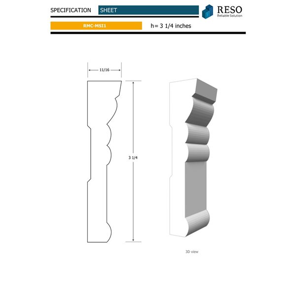 RESO RMC MSI1 5-Piece 11/16 x 3 1/4 x 85-in Primed Finger-Jointed Pine Casing Set - 35 lin.ft.