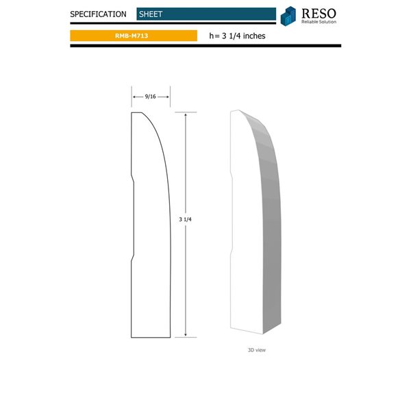 RESO RMB M713 10-Piece 9/16 x 3 1/4 x 96-in Stainable Finger-jointed Pine Baseboard Set- 80 lin.ft.