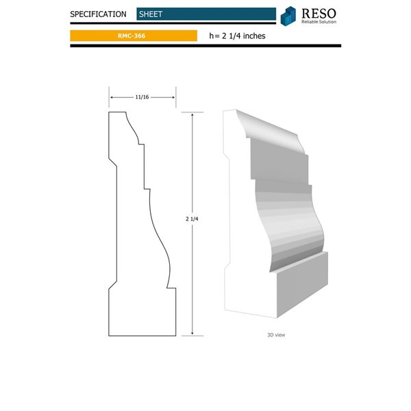 RESO RMC 366 5-Piece 11/16 x 2 1/4 x 99-in Primed Finger-Jointed Pine Casing Set - 41.25 lin.ft.