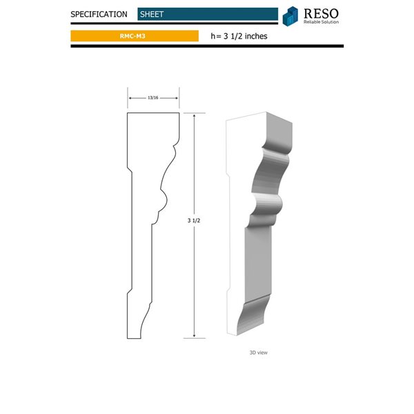 RESO RMC M3 5-Piece 13/16 x 3 1/2 x 85-in Primed Finger-Jointed Pine Casing Set - 35 lin.ft.