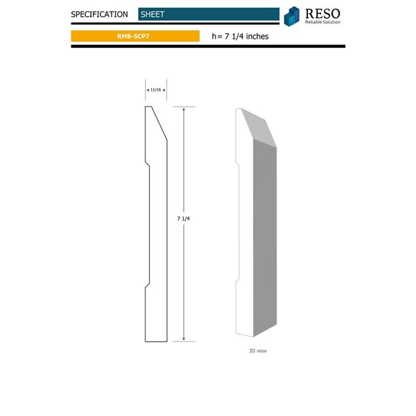 RESO RMB SCP7 5-Piece 11/16 x 7 1/4 x 96-in Primed Finger-jointed Pine Baseboard Set- 40 lin.ft.
