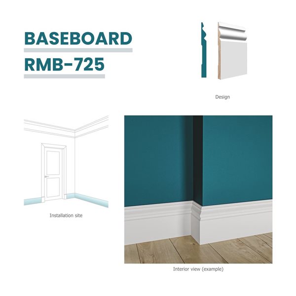 RESO RMB 725 10-Piece 11/16 x 7 1/4 x 96-in Primed Finger-jointed Pine Baseboard Set- 80 lin.ft.