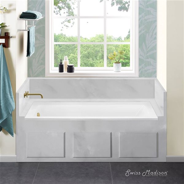Swiss Madison Lausanne 60 x 32-in Left Drain Soaking Alcove Bathtub - Glossy White