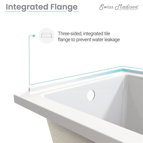 Swiss Madison Lausanne 60 x 32-in Left Drain Soaking Alcove Bathtub - Glossy White