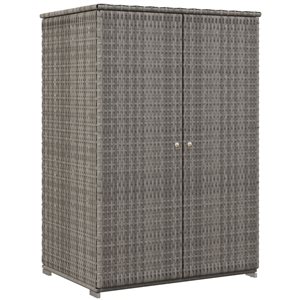 Armoire de rangement extérieure en osier Outsunny avec étagères, gris foncé