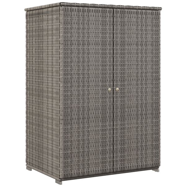 Outsunny Wicker Outdoor Storage Cabinet w/ Shelves - Dark Grey