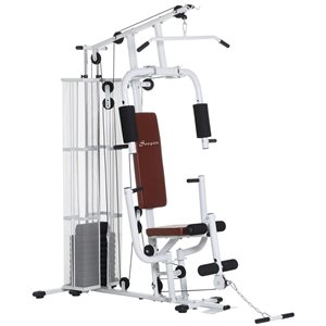 Station de musculation Soozier avec poids 10 x 10 lb, blanc