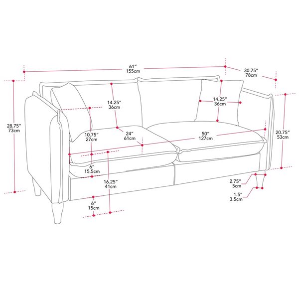 CorLiving Theodore Bouclé Fabric Loveseat - Grey