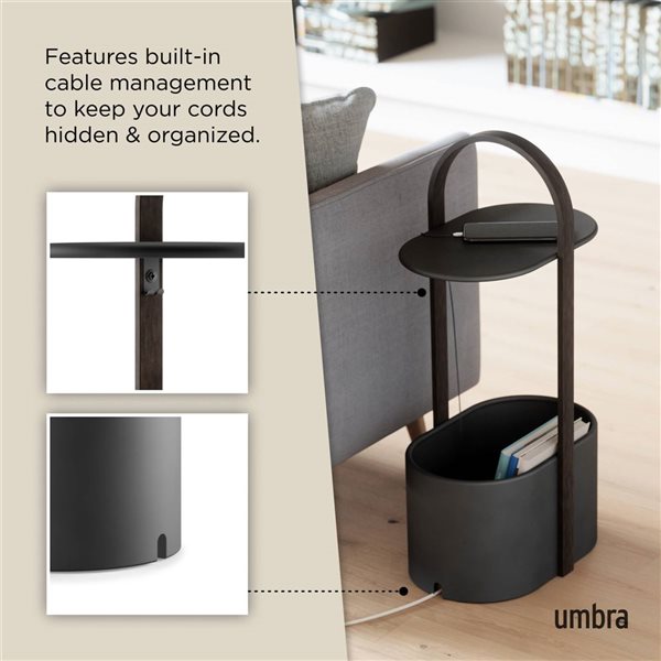 Umbra Bellwood Wood/Metal Storage Table w/ Cable Management - Black