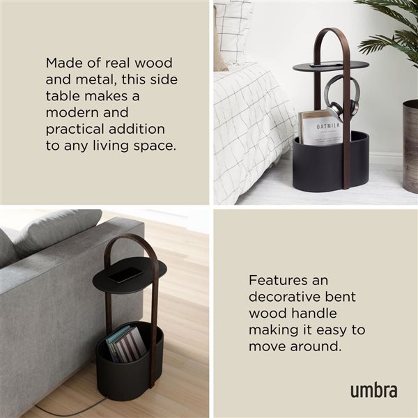 Umbra Bellwood Wood/Metal Storage Table w/ Cable Management - Black
