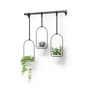Umbra Triflora Adjustable Hanging Planter Set w/ 3 Plastic Pots and Wire Frame