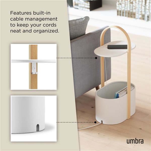 Umbra Bellwood Wood/Metal Storage Table w/ Cable Management - White