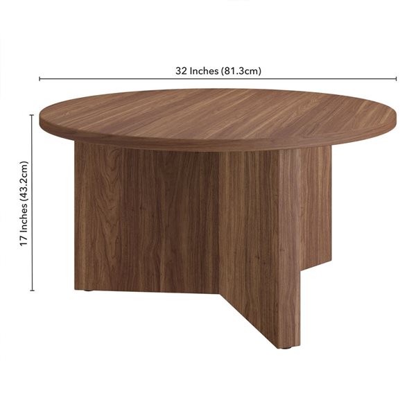 Hailey Home Anders 32-in Wide Round Coffee Table - Satin Walnut