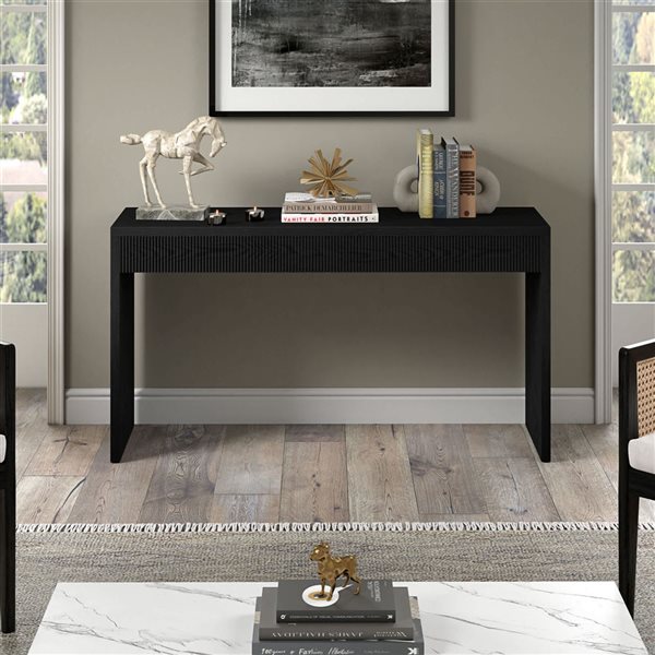 Hailey Home Lawrence 55-in Wide Rectangular Console Table - Black Grain