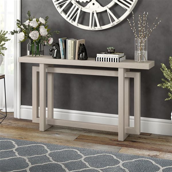 Hailey Home Breslow 55-in Wide Rectangular Console Table - Alder White