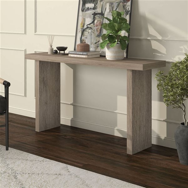 Hailey Home Soren 55-in Wide Rectangular Console Table - Antiqued Gray Oak