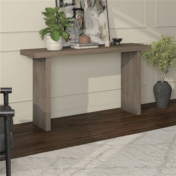 Hailey Home Soren 55-in Wide Rectangular Console Table - Antiqued Gray Oak