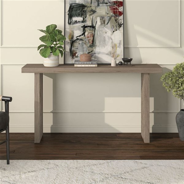 Hailey Home Soren 55-in Wide Rectangular Console Table - Antiqued Gray Oak