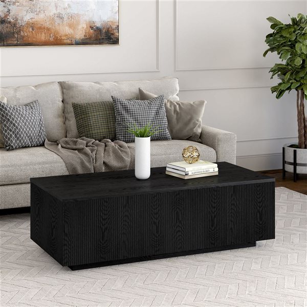 Hailey Home Reyes 48-in Wide Rectangular Coffee Table - Black Grain