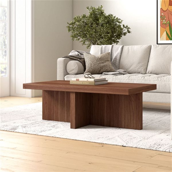 Hailey Home Elna 44-in Wide Rectangular Coffee Table - Satin Walnut