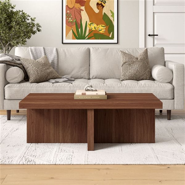 Hailey Home Elna 44-in Wide Rectangular Coffee Table - Satin Walnut