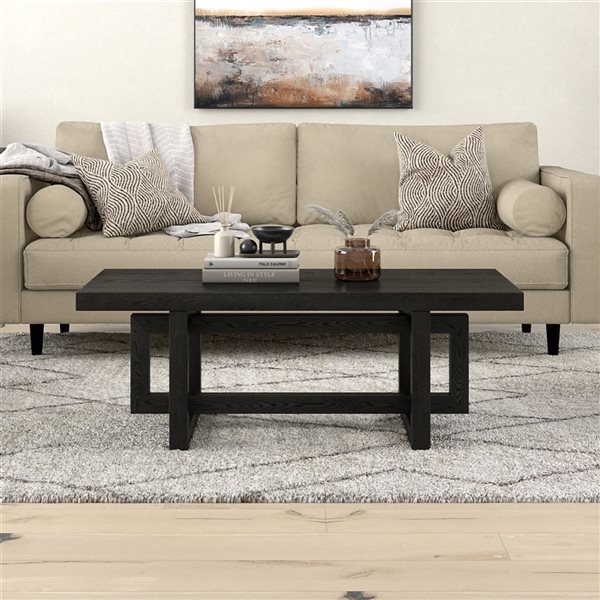 Hailey Home Breslow 47-in Wide Rectangular Coffee Table - Black Grain
