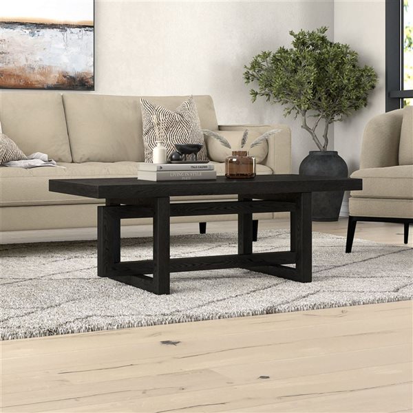 Hailey Home Breslow 47-in Wide Rectangular Coffee Table - Black Grain
