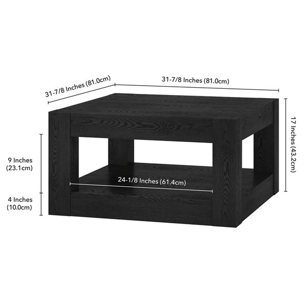 Hailey Home Hughes 32-in Wide Square Coffee Table - Black Grain